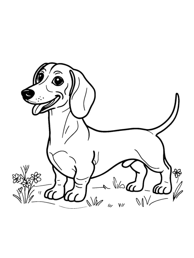 Happy Weiner Dog Coloring Page