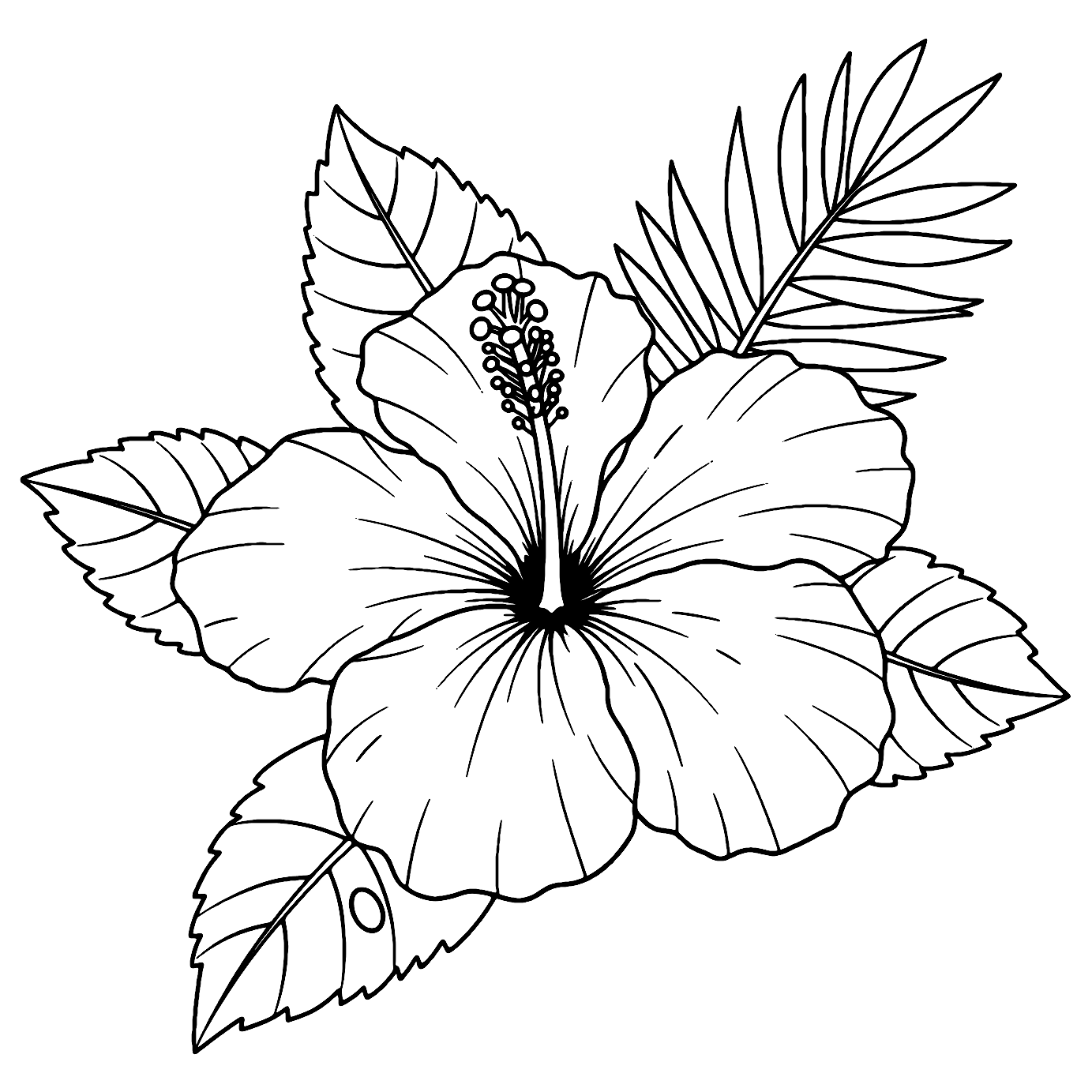 Hawaiian Tropical Flower Coloring Page