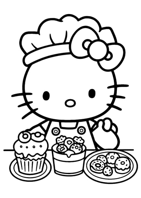 Hello Kitty pékség Coloring Page