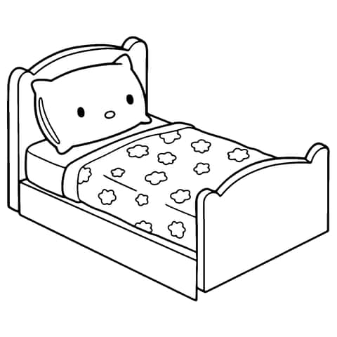 Hello Kitty bed Coloring Page