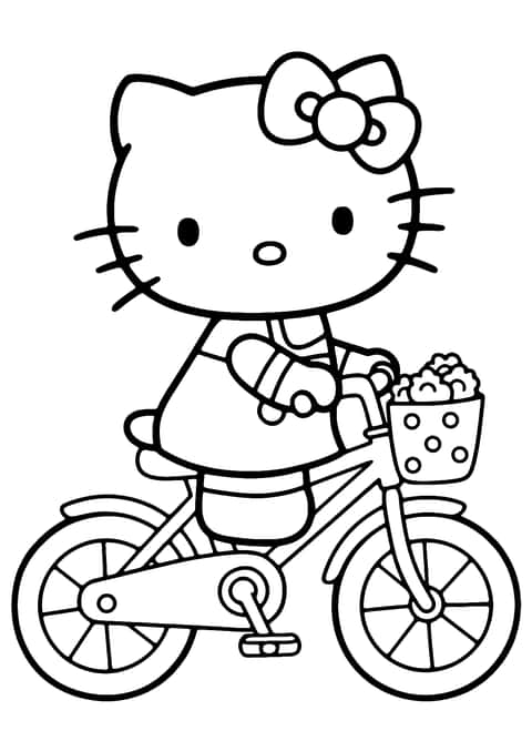 Hello Kitty bicicleta Coloring Page