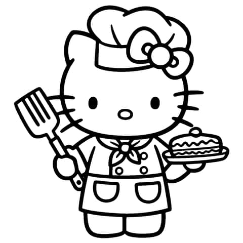 Şef Hello Kitty Coloring Page