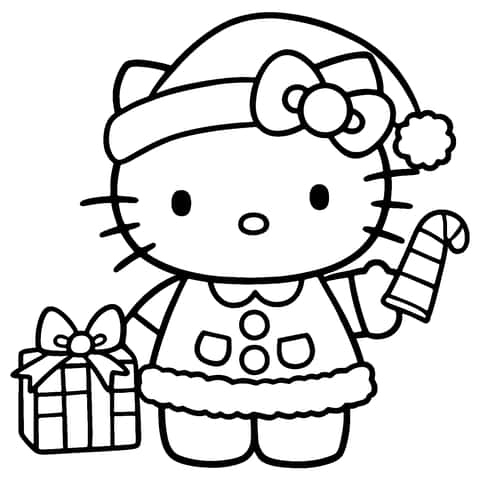 Natal Hello Kitty Coloring Page