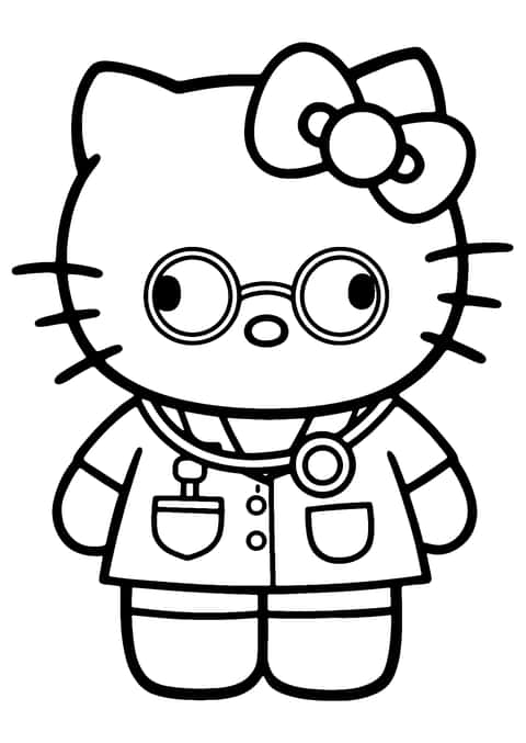 Hello Kitty docteur Coloring Page