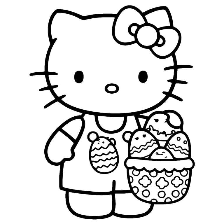 Coloriage Hello Kitty Pâques