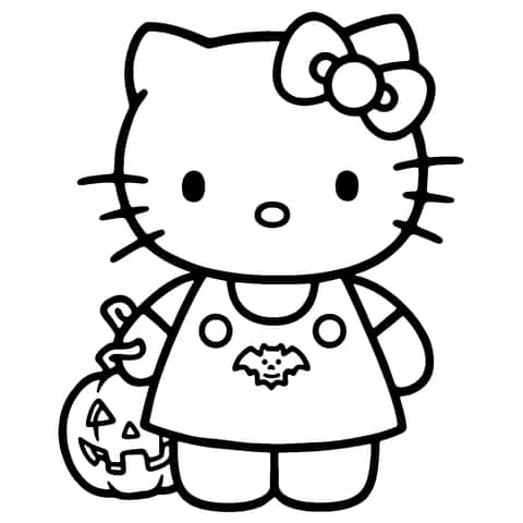 Hello Kitty cadılar bayramı Coloring Page