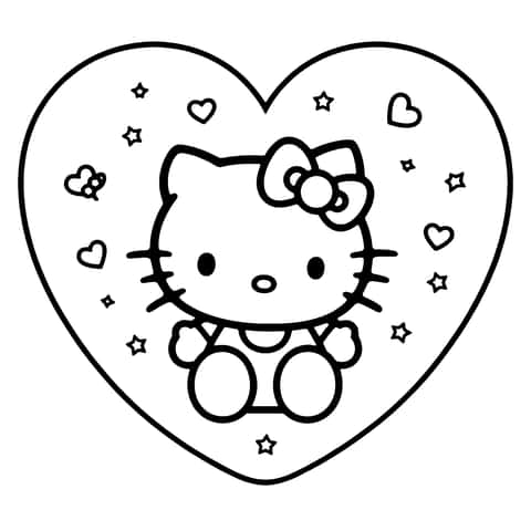 Hello Kitty Hjerte Coloring Page