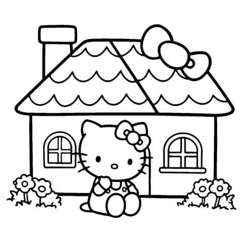 Hello Kittys hus Coloring Page