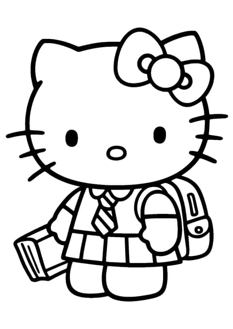 Hello Kitty sekolah Coloring Page