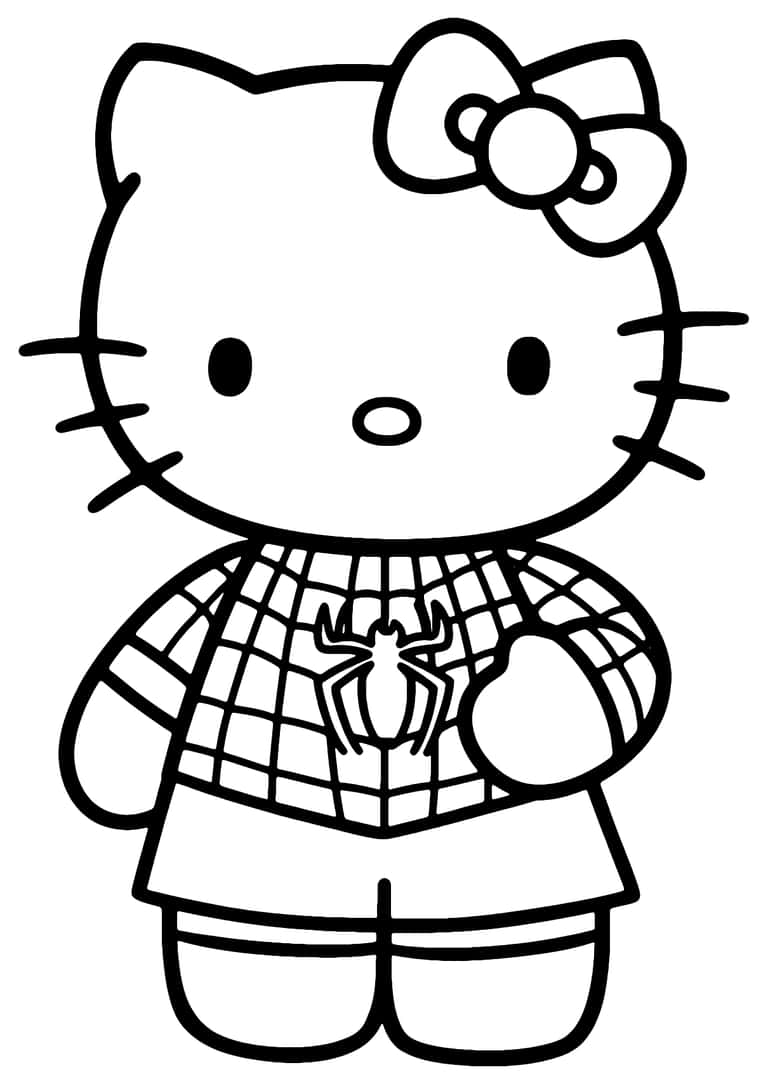 Dibujo De Hello Kitty Spiderman Para Colorear