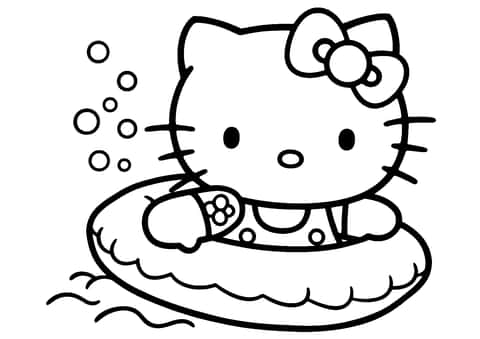 Hello Kitty som svømmer Coloring Page