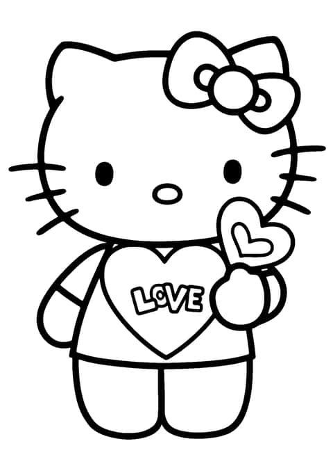 Hello Kitty ystävänpäivä Coloring Page