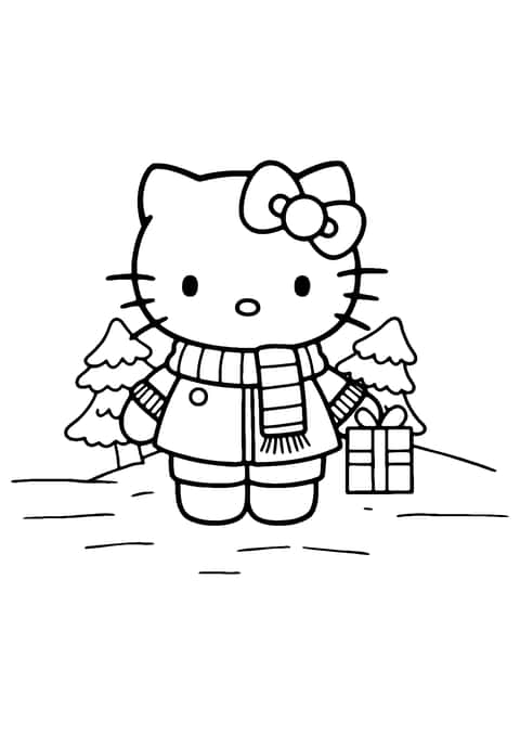 Hello Kitty talvi Coloring Page