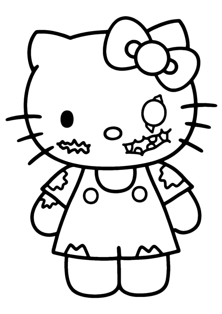 Dibujo De Hello Kitty Zombie Para Colorear