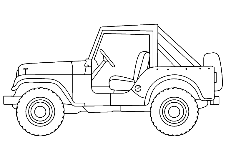 Disegno Da Colorare Di Ritratto Jeep Fuoristrada