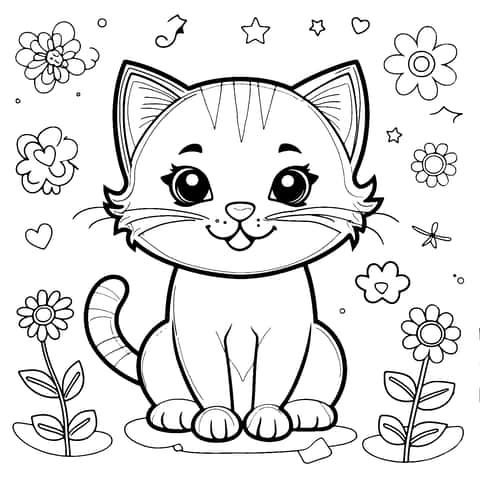 kawaii cat Cuteness Coloring Page