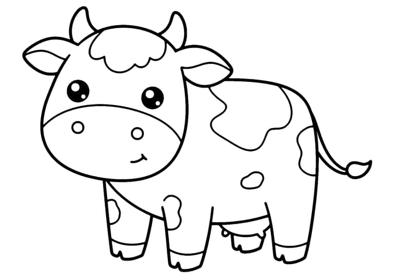 Dibujo De Vaca Kawaii Para Colorear