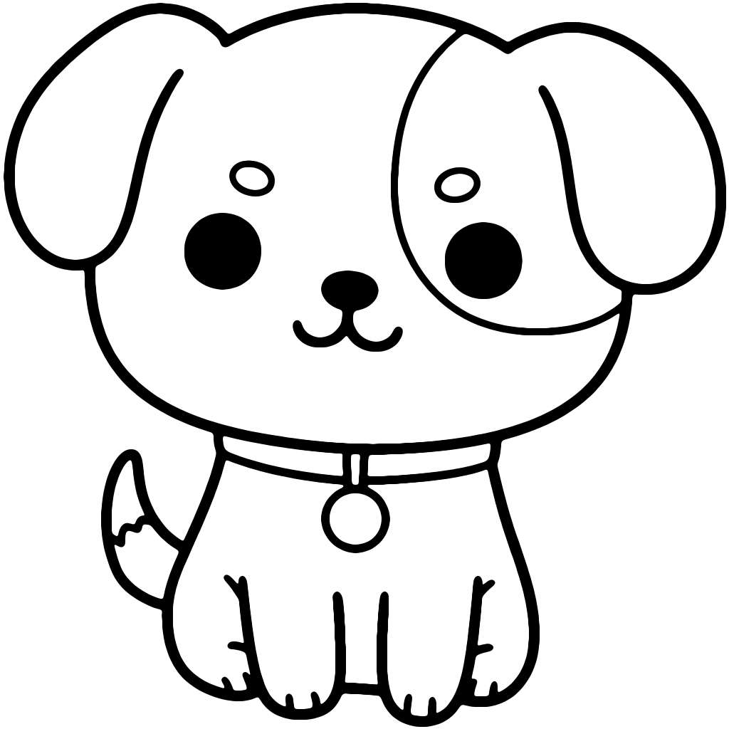 Kawaii Dog Coloring Page