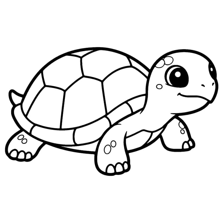 Dibujo De Tortuga Kawaii Para Colorear