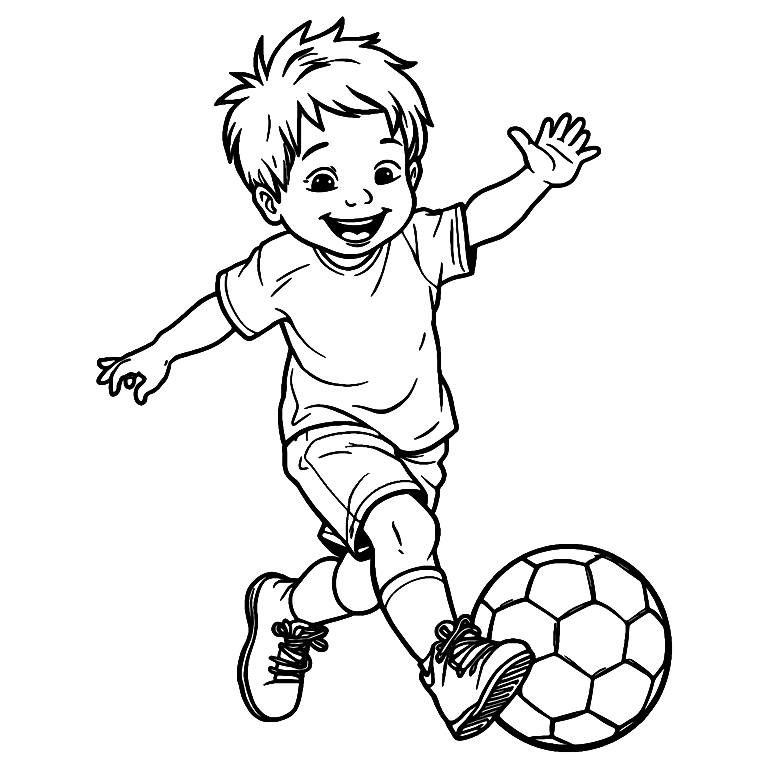 Coloriage Enfant Jouant Au Football