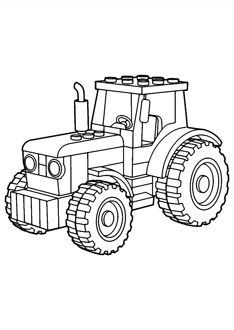 Coloriage Tracteur Lego Ferme