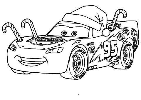 ライトニング・マックィーン クリスマス Coloring Page