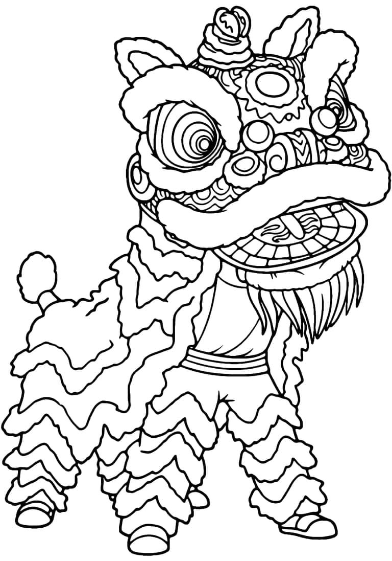 Lion Dance Coloring Page