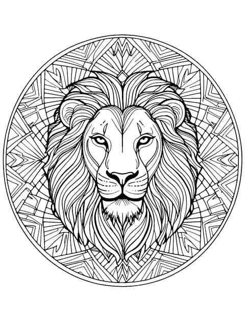 사자 만다라 Coloring Page