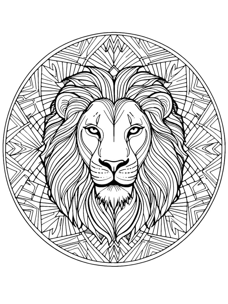 Lion Mandala Coloring Page