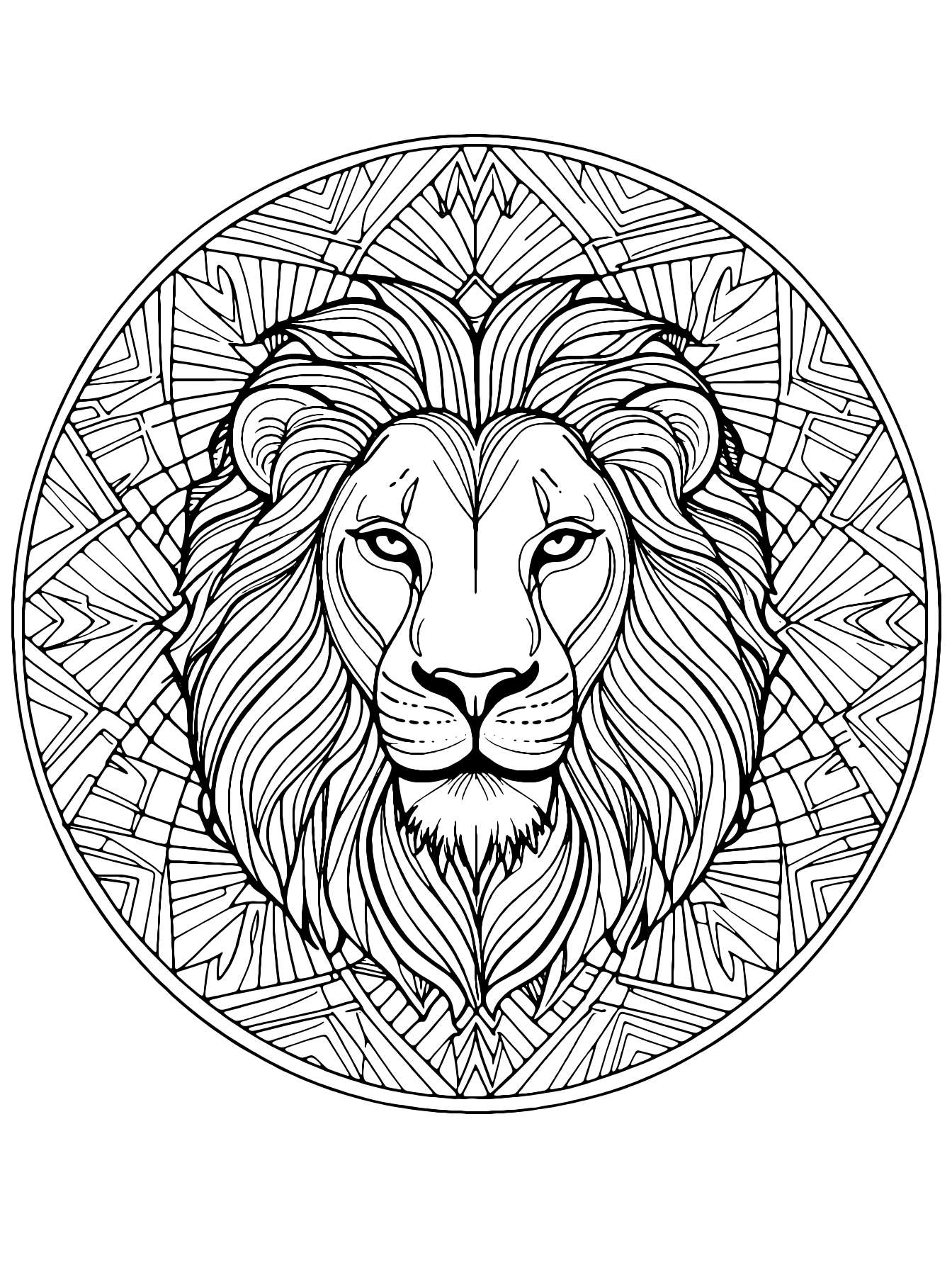 Lion Mandala Coloring Page