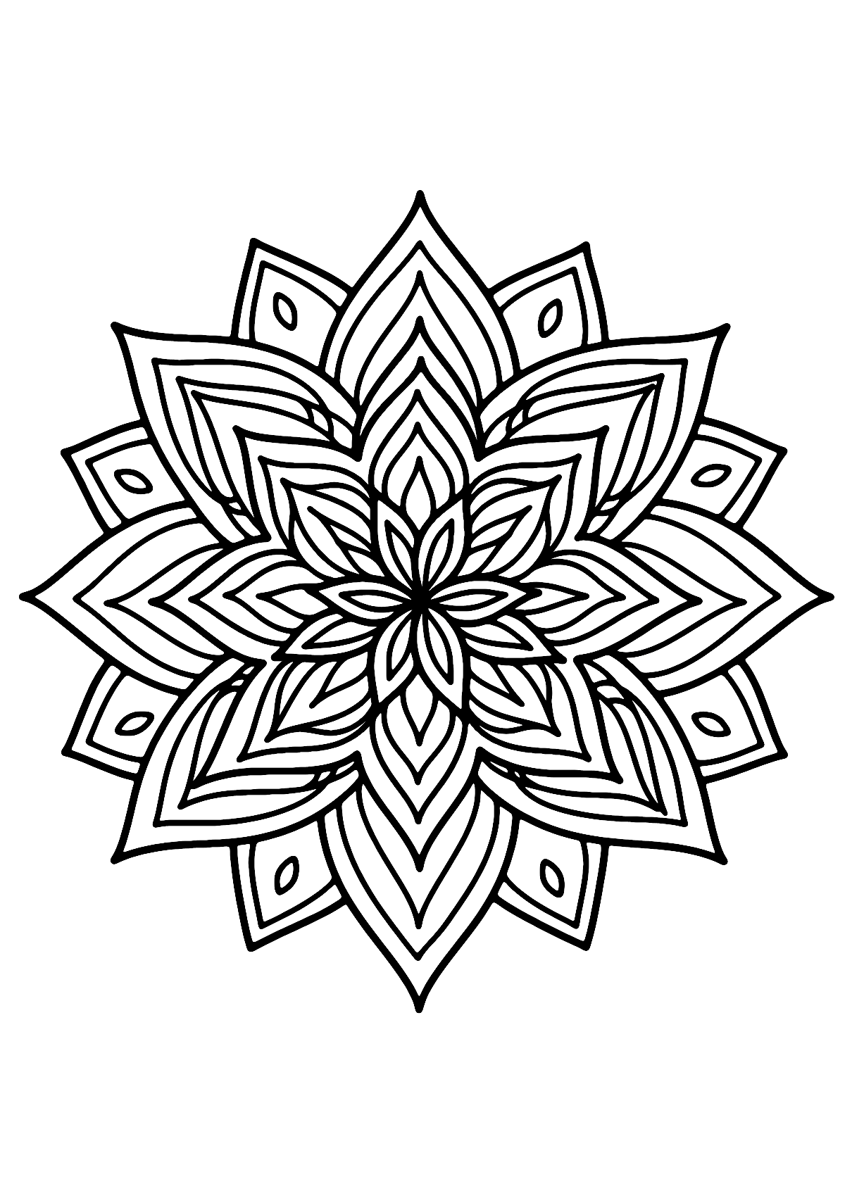 Lotus Blomst Mandala Farvelægningsside