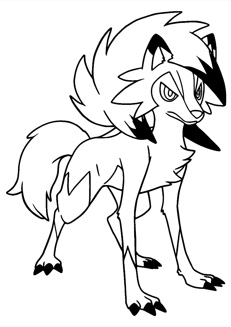 Disegno Da Colorare Di Lycanroc Pokemon