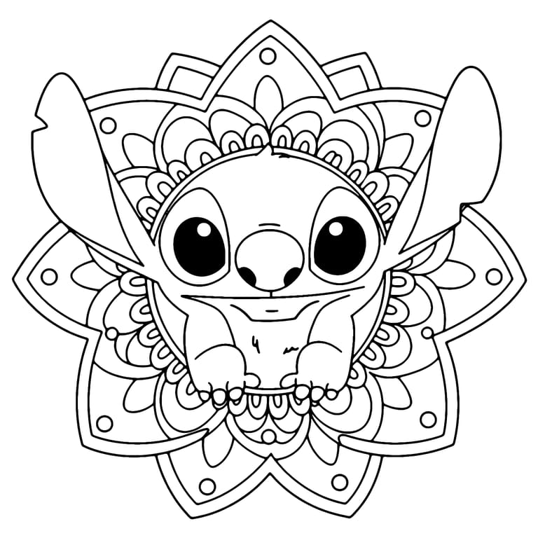 Desenho De Mandala Stitch Para Colorir