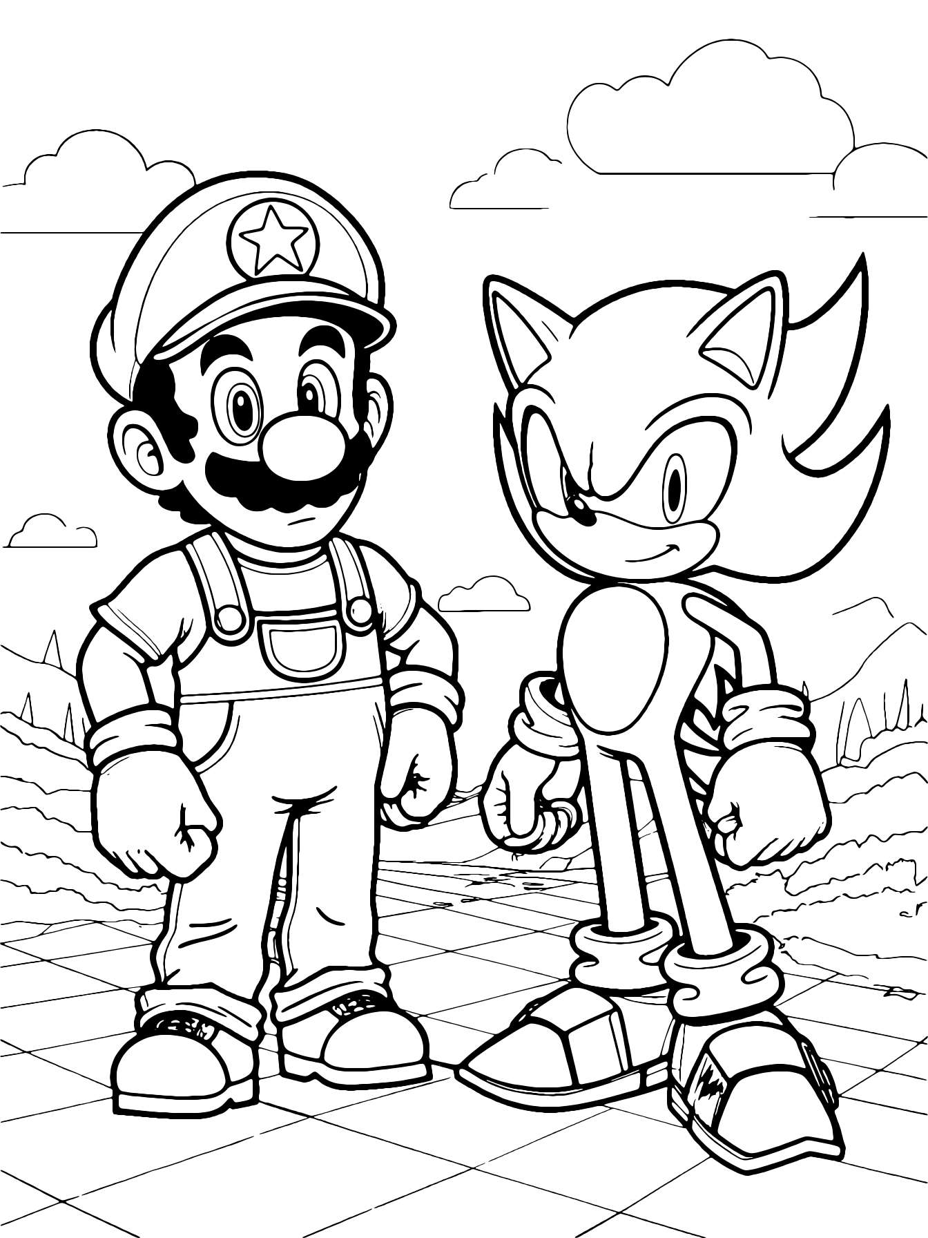 Coloriage Mario Et Sonic