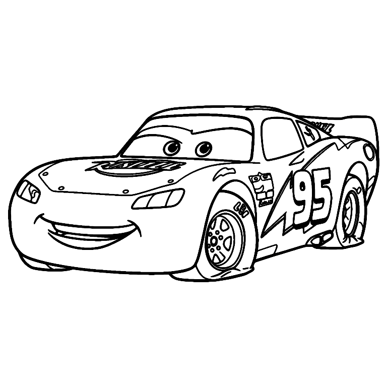 Desenho De Relâmpago McQueen Pneu Furado Para Colorir