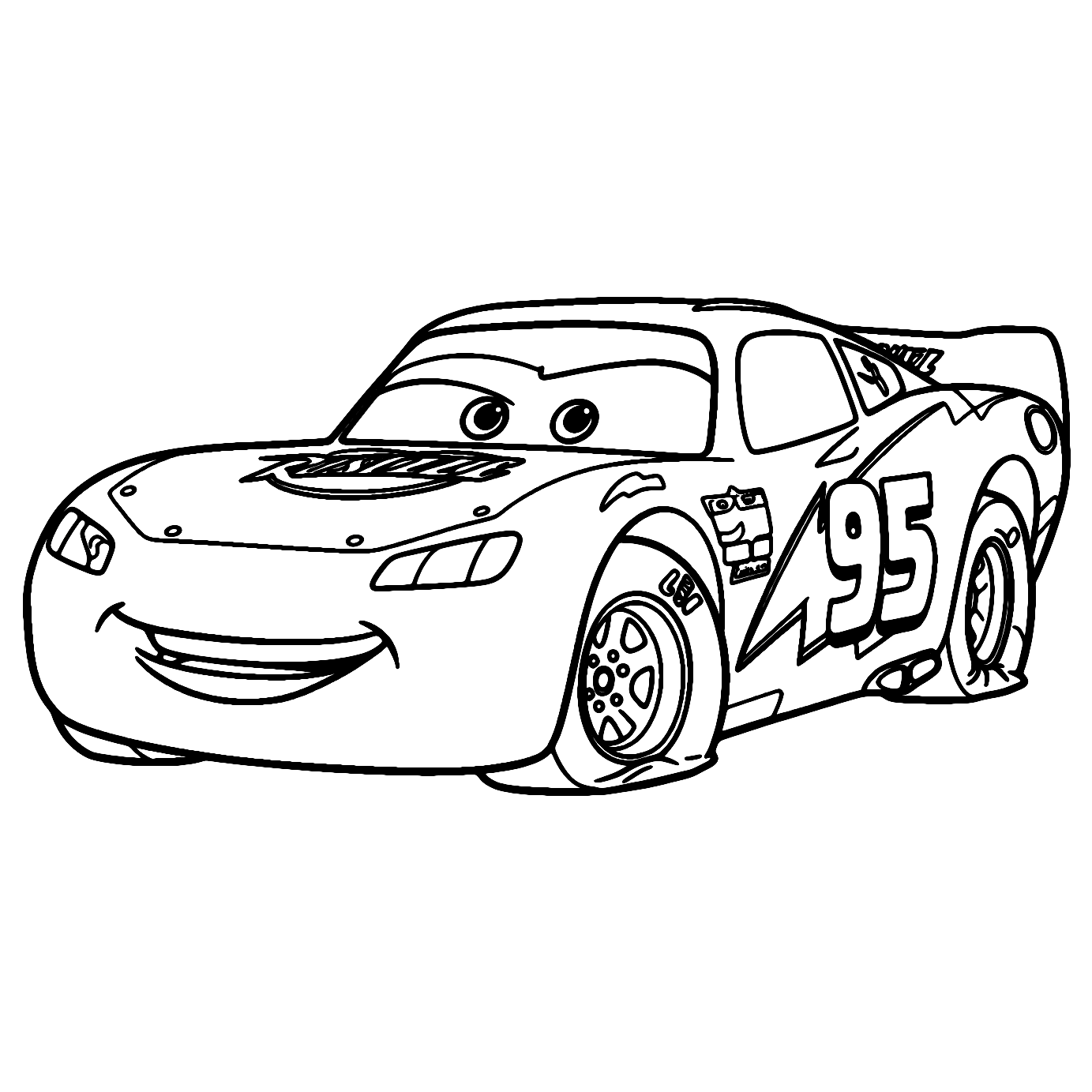 Lightning McQueen Flat Tire Coloring Page