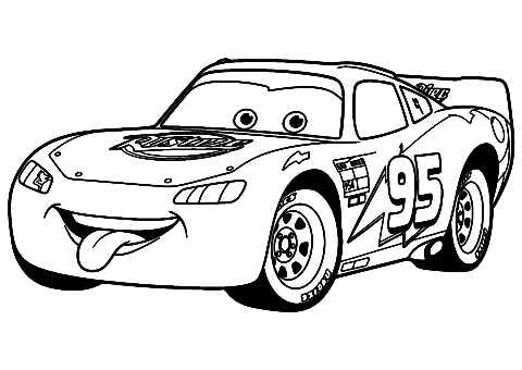 Blesk McQueen s vyplazeným jazykem Coloring Page