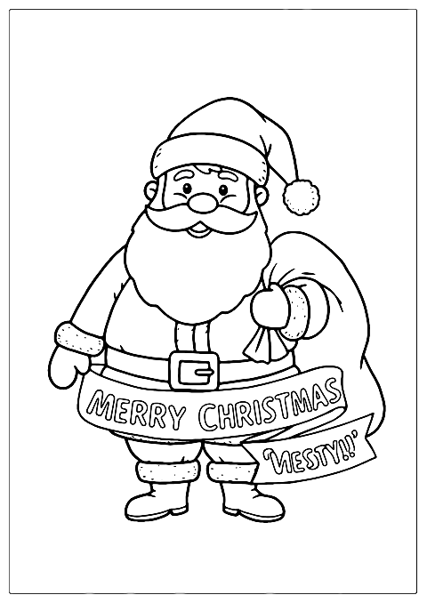 メリークリスマス　サンタ Coloring Page