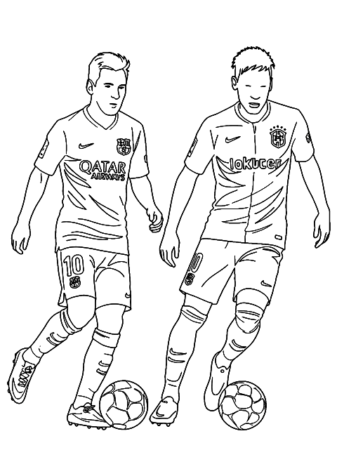 messi y neymar Coloring Page