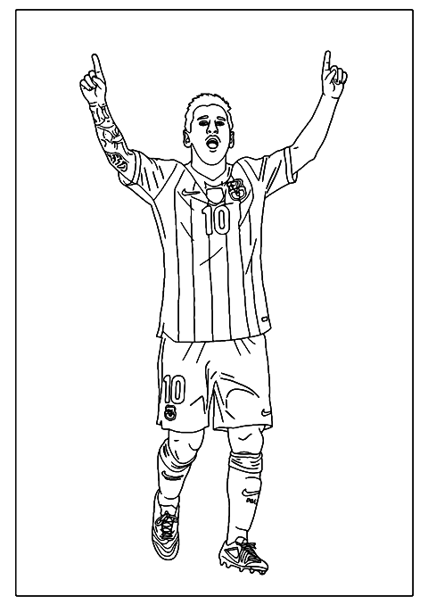 Messi celebrating goal Coloring Page