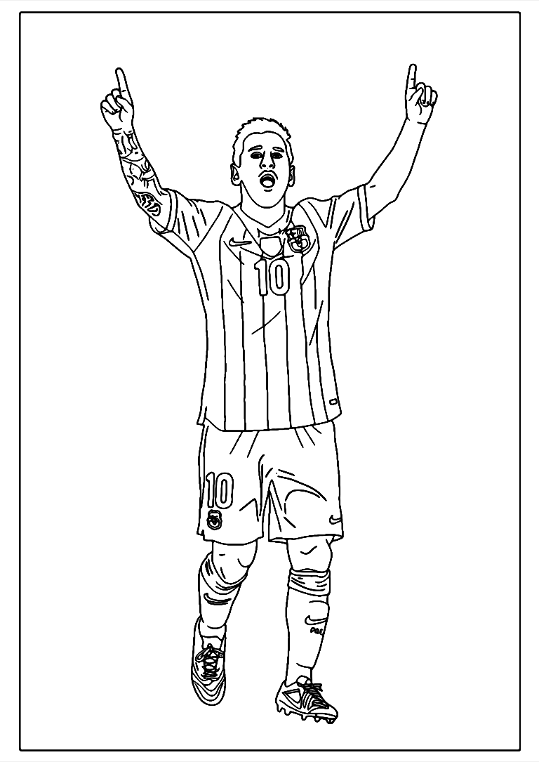 Messi Celebrating Goal Coloring Page