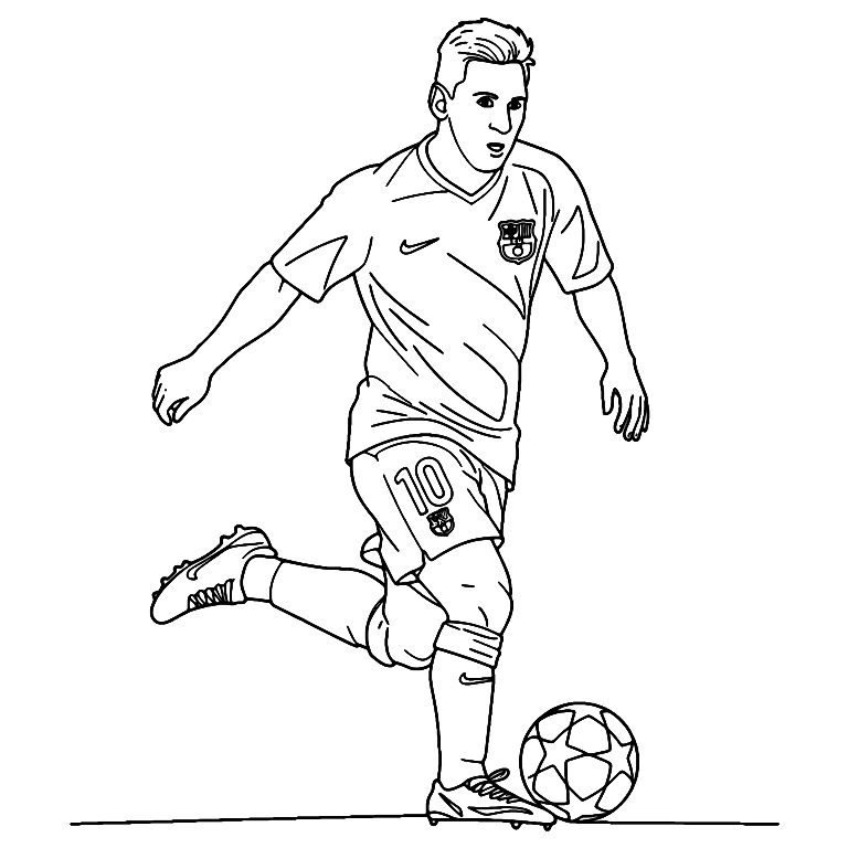 Dibujo De Pose De Tiro Libre De Messi Para Colorear