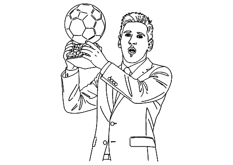 Messi Ballon d'Or alırken Coloring Page