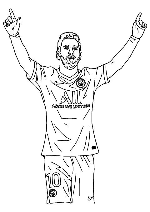 メッシ psg Coloring Page