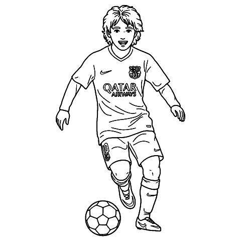 Mladý Messi v La Masii Coloring Page