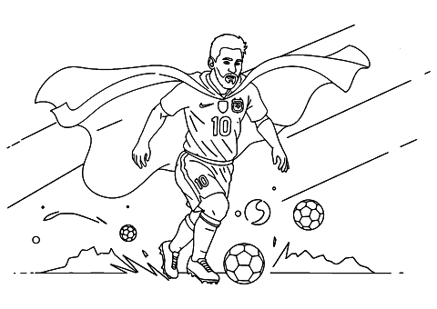 Messi superhelt stil Coloring Page