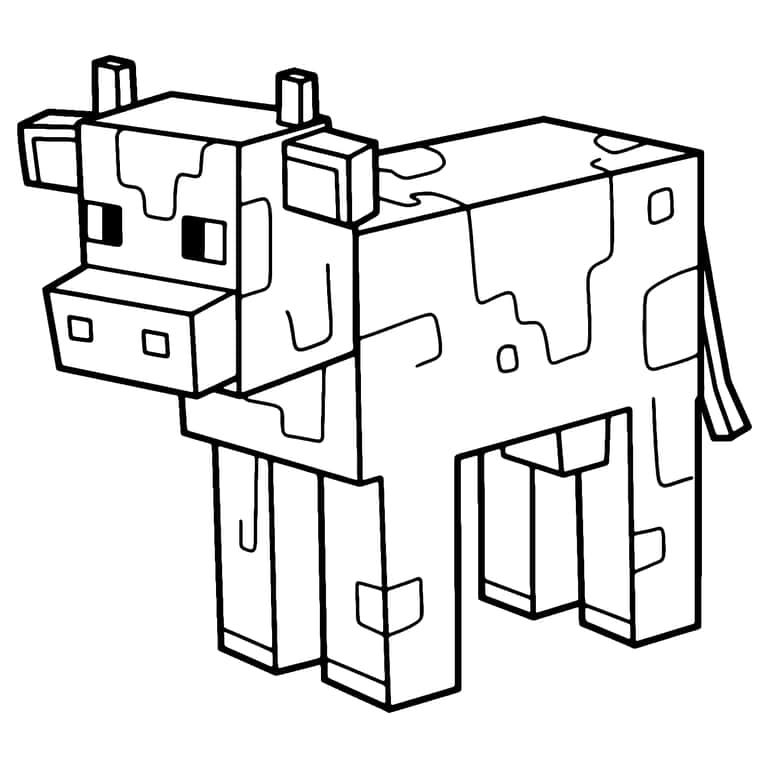 Dibujo De Vaca Minecraft Para Colorear