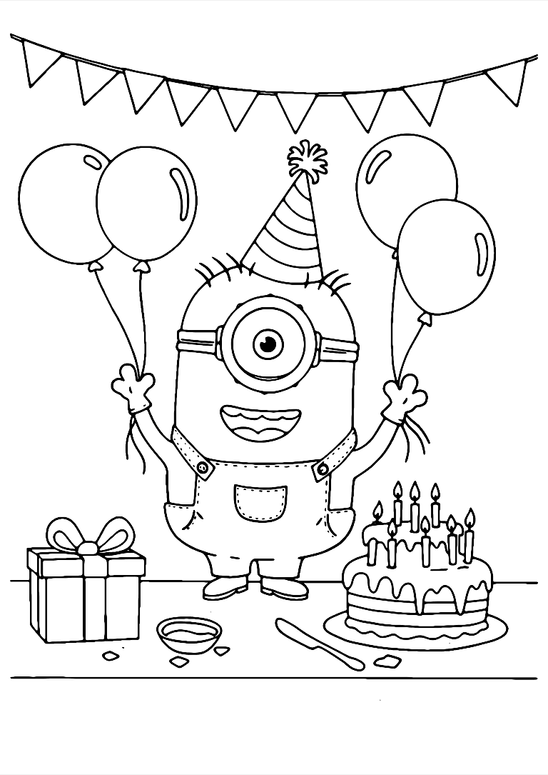 Minion Birthday Coloring Page