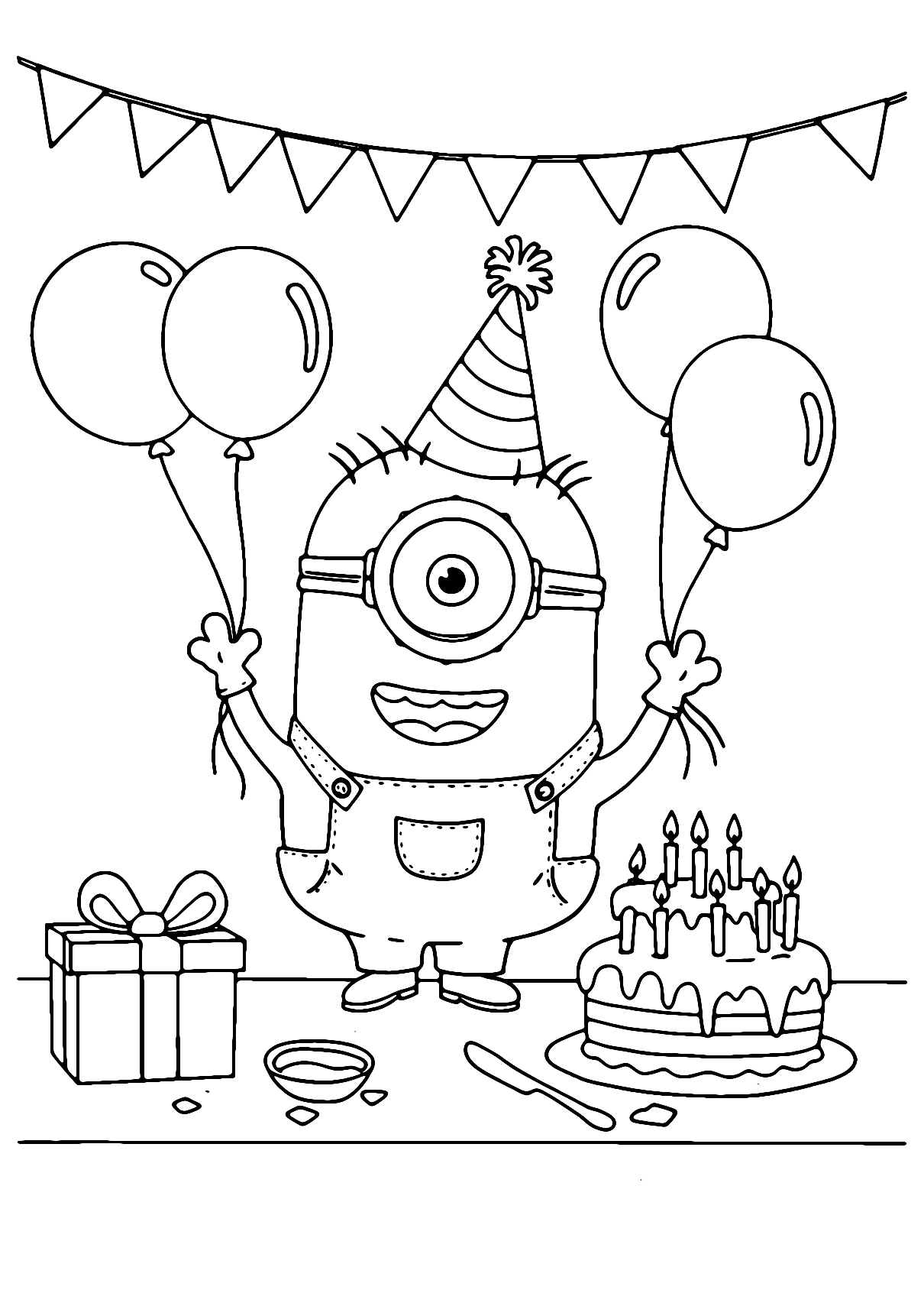  Minion Cumpleaños Para Colorear