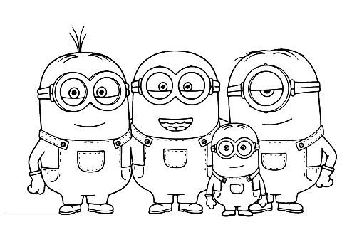 minion familie Coloring Page